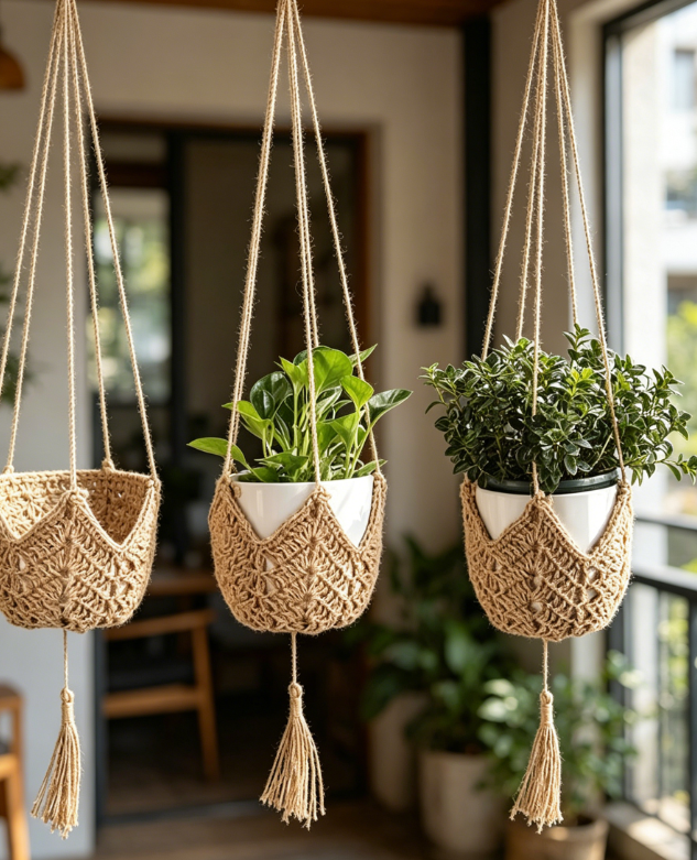 Hanging Planter Holder, Rope Flower Pot Net - Image 2