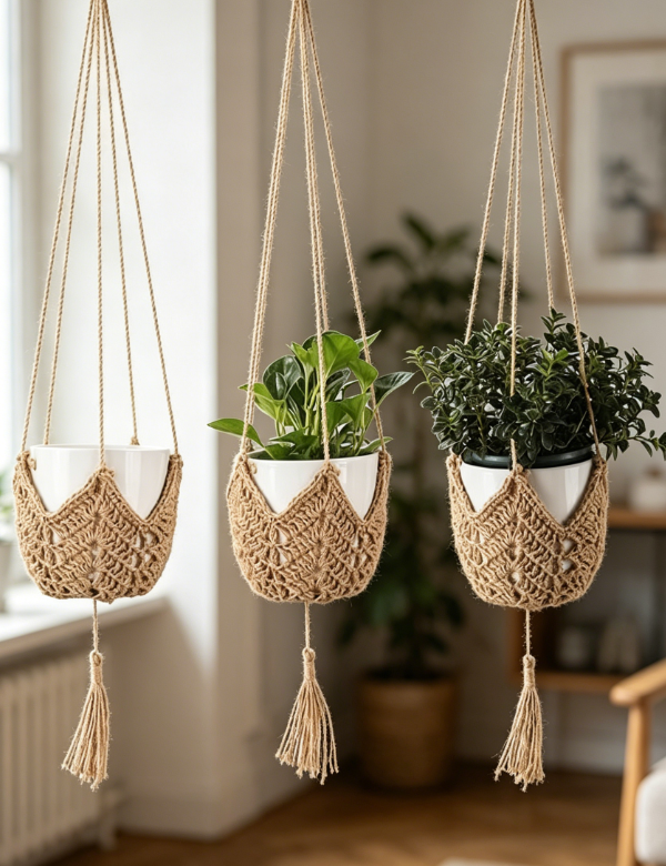 Hanging Planter Holder, Rope Flower Pot Net