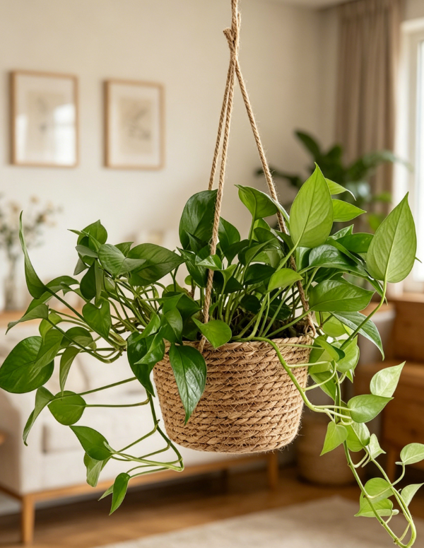 Hanging Flower Pot Basket with Rope, Indoor Plant Holder