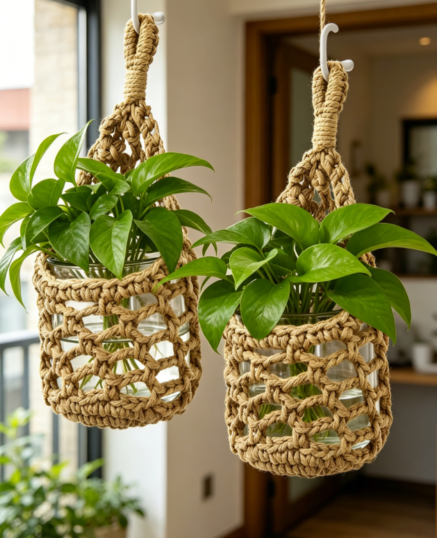 Wall Mounted Plant Hanger Basket for Indoor Plants