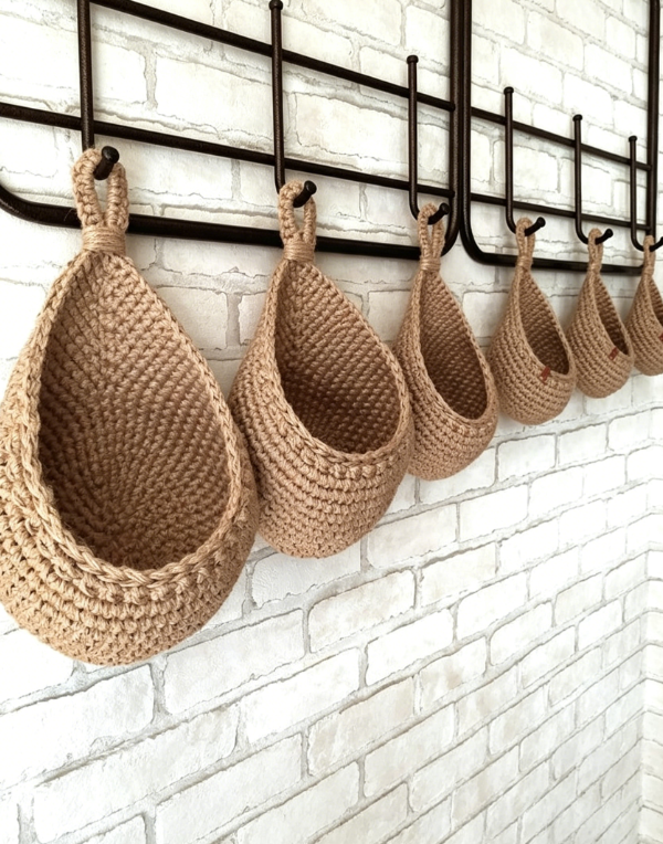Hemp Rope Wall Hanging Storage Basket