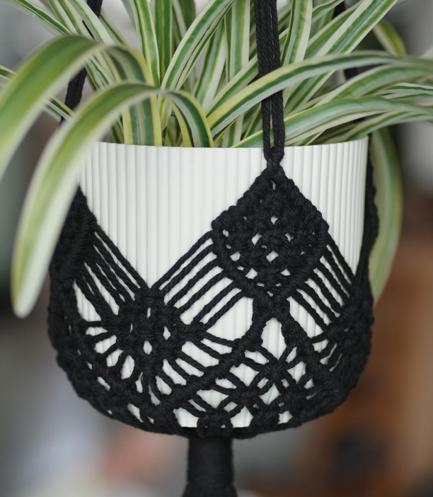 Patterned Macrame Plant Hanger, Hanging Planter Holder - Image 2