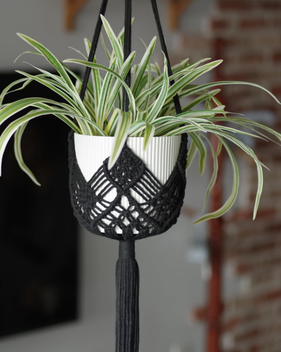 Patterned Macrame Plant Hanger, Hanging Planter Holder